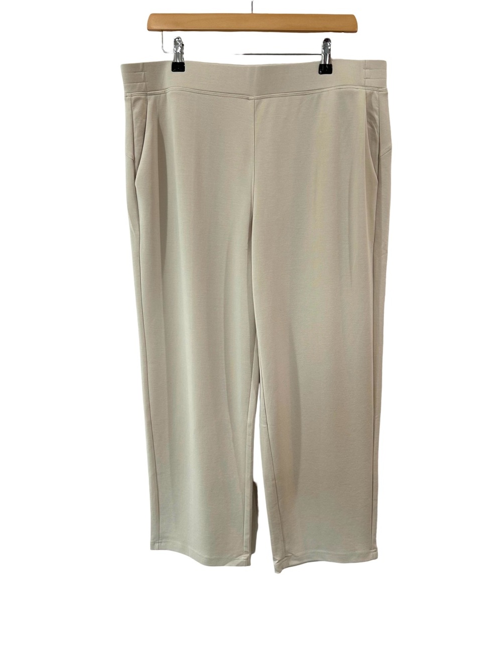 OGL women's mid rise tapered cropped pull on Pants XL beige modal Pockets NWT